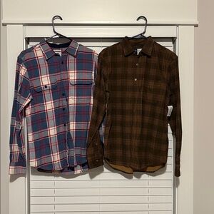 2 Old Navy Brown Plaid Men's Shirts